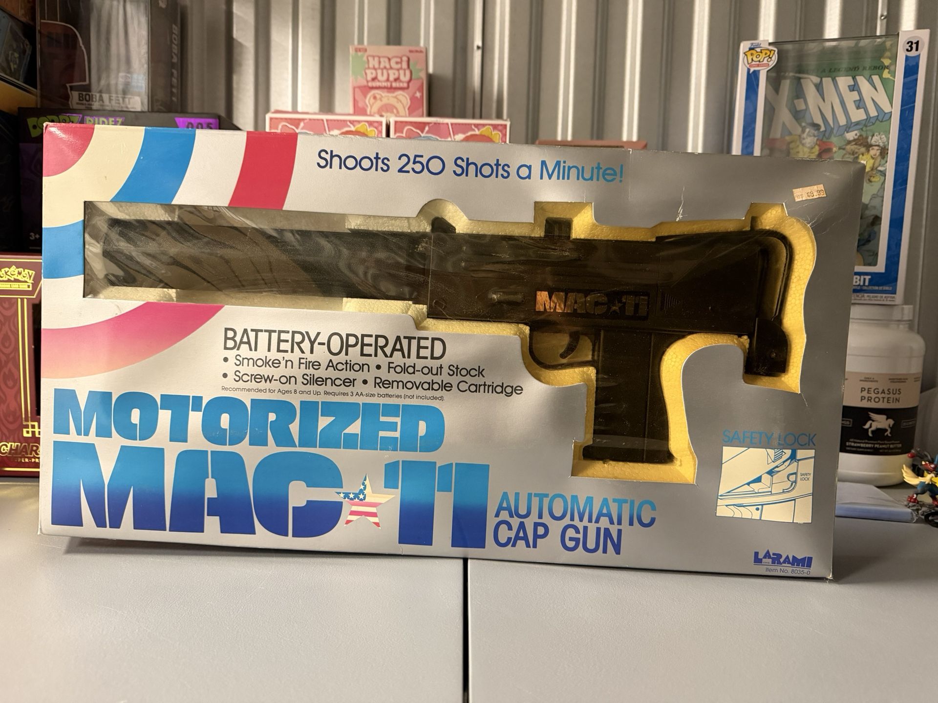 Vintage Larami Motorized MAC11 Automatic Cap Gun NEW in Box Rare 1980s