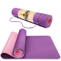 Yoga Mat, 6mm Thick Yoga Mat Non-Slip Exercise Fitness Mat with Carrying Strap, Eco Friendly Workout Mat for Yoga, Pilates & Floor Exercises