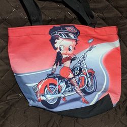 Betty Boop Biker Betty Motorcycle Tote Bag Medium VERY RARE 