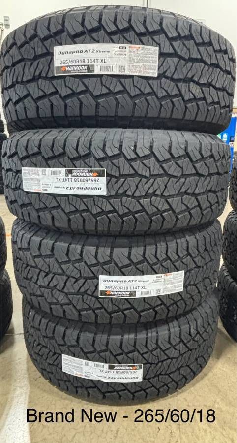 (4) - 265/60/18 Hankook Dynapro AT2 Xtreme Tires