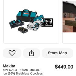 Makita 18V X2 LXT 5.0Ah Lithium-Ion (36V) Brushless Cordless Rear Handle 7-1/4 in. Circular Saw Kit