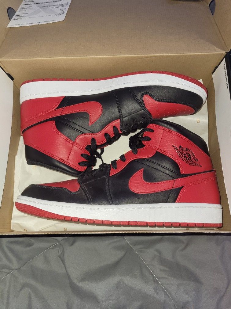 Jordan 1 Mid Banned (2020) Mens Size 12