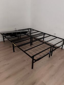 Queen size, bed frame, foldable metal platform, no box spring needed
