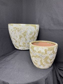 Brown Lava Ceramic Pots-Lava Egg Planters($35 set of two)