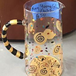 Kay Young Glass Pitcher