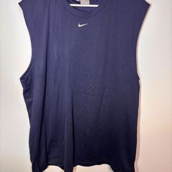 Nike 2XL MEN Vintage Navy Center Swoosh Mesh Tank Sleeveless Basketball Shirt