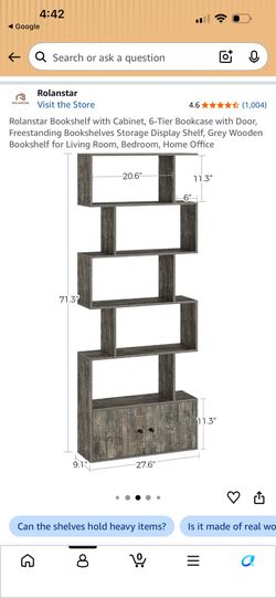 Bookshelf with Cabinet, 6-Tier