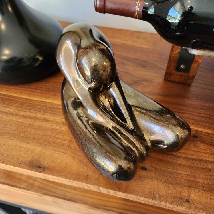 Vtg Jaru Pottery - Abstract Nude Statue Silver Gold Platinum Ceramic Sculpture/Mid-Century - Modern Figurine/Home Decor/Office Decor/ Minimalist/MCM