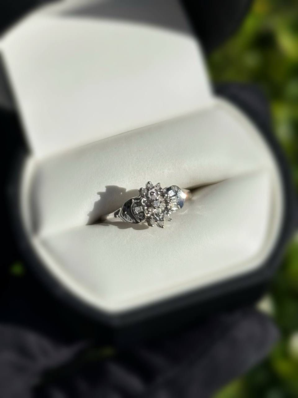 Jewelry 10k solid white gold natural diamond 0.10CTW ring sz 6.25