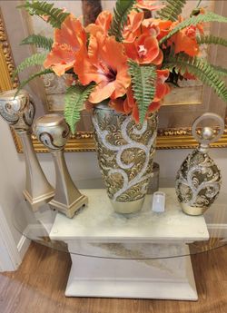 Gold Ornate Decorative Vase Set