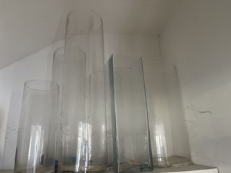 6 large glass vases
