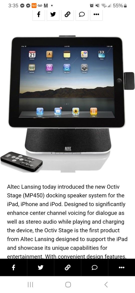Altec Lansing Octiv Stage MP450 30-Pin iPad/iPhone/iPod Speaker Dock