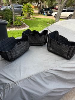 New Black Quilted Car Trunk Organizers Set of 3