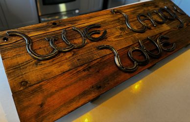 Rustic Charm: (obo) Live Laugh Love Horseshoe Sign for Your Home!