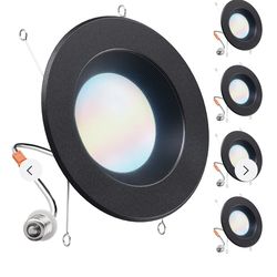 Sunco 4 Pack LED Black Recessed Light 6 Inch, 5CCT 2700K/3000K/3500K/4000K/5000K Selectable, Dimmable