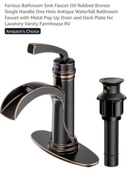 FORIOUS new oil, rugged bronze waterfall bathroom sink faucet