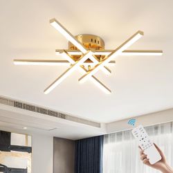 Modern Led Ceiling Light,6-Lights Gold Sputnik Semi Flush Mount Ceiling Light, Modern Chandelier Ceiling Lighting Fixtures for Bedroom Living Room Din