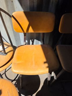2 Vintage Wood and Metal Dining Chairs