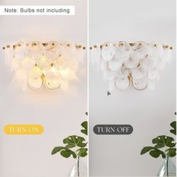 VANZARLA Modern Glass Wall Sconces Set of 2, Gold Wall Light Fixture for Living Room, Industrial Sconces Wall Llighting for Bathroom Bedroom