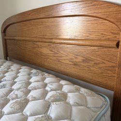 Wood Bedroom Set:  Queen Bed, Dresser With Mirror, Two Side Tables