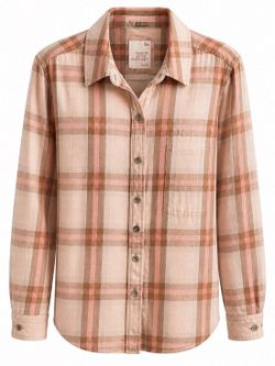 Cotton/modal blend button-down shirt, SO Favorite Shirt, plaid pattern, Size M
