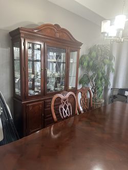 Wooden Dining Table With China Cabinet