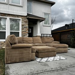 Brown Sectional Couch With Ottoman Sala Free Delivery 