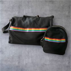 Rainbow Stripe Weekender & Mini Backpack Set 
