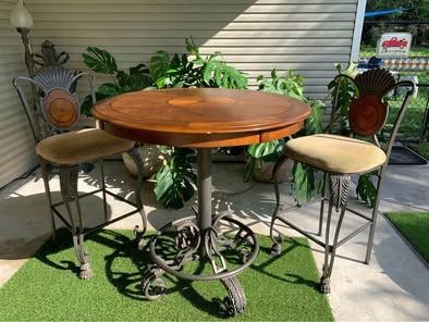 Tall Bar Table and two bar stool chairs