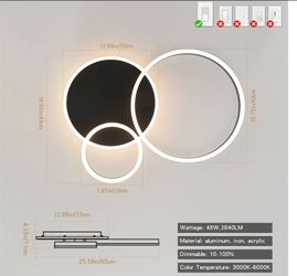 Modern style flush mount 3 ring ceiling light