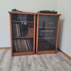 JVC Stereo System From 80s, Cabinets, Records, Tapes Cds