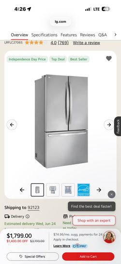 LG Counter Depth French Door Refrigerator