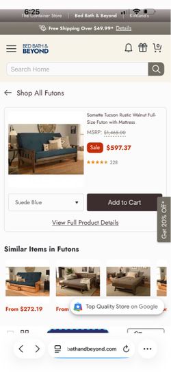 Full-Size Rustic Walnut Wood Futon w/ Mattress – Converts to Bed