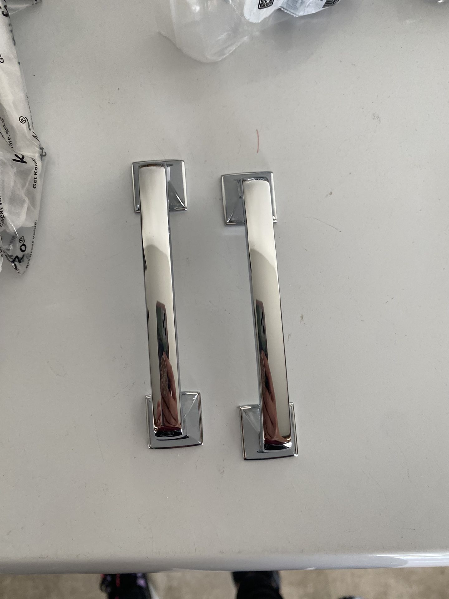 6 Silver Cabinet Door Handles Or Drawer Pulls