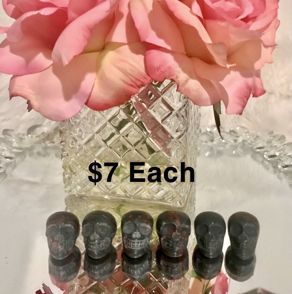 Crystal Blood Stone Skull Carving