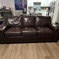 Brown Leather Sleeper Sofa