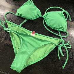 Ocean Pacific Green Bikini Swimsuit, Bathing Suit Ties