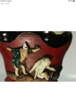 Antique Ceramic Vase with Figural Relief