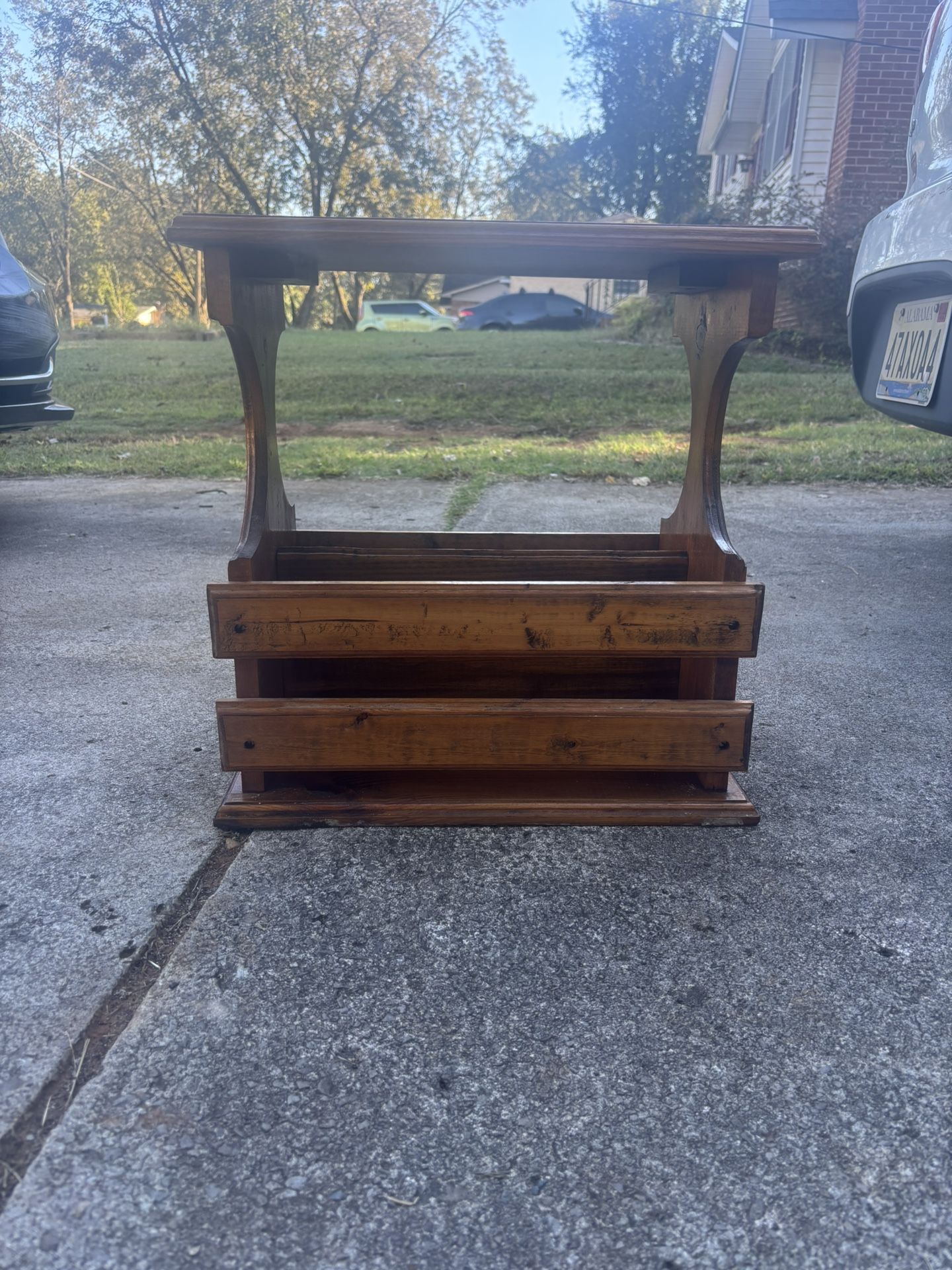 Handcrafted Solid Wood Magazine Rack / Side Table – Rustic Home Accent