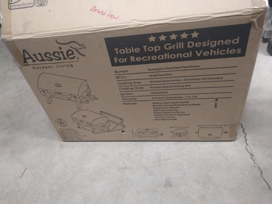Aussie Gas Grill Model 6tv1sk00kp1 Satin Black. Open Box Unused