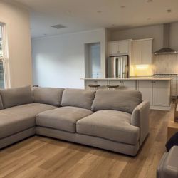 West Elm Haven Sectional - Multi-Seat Double-Wide Chaise - Performance Fabric - Storm Gray