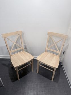 International Concepts X-Back Dining Chairs, Solid Parawood, Unfinished (Set of 2)