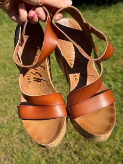 Blowfish Malibu Cork Wedge Sandals Boho Coastal Y2K Size 9 Chic