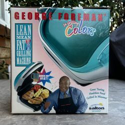 George Foreman GR10ABWT Lean Mean Fat Grill Teal White NEW Sealed Box 