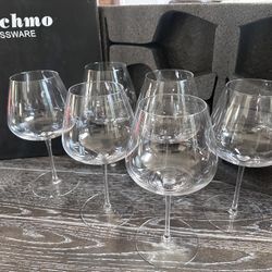 Yaschmo 30oz Hand-Blown Wine Glasses - Set of 6 (Oversized Burgundy Glasses)