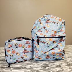Bluey Family and Friends Fun Vacation Backpack with Lunch Bag Matching Set