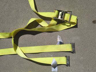 Yellow Ratchet Tie-Down Straps with Flat Hook