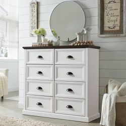 Farmhouse 8 Drawer Dresser for Bedroom, 39" Tall Dressers & Chests of Drawers, 42" Wide Dressers Organizer Storage, Wood Rustic Bedroom Dresser for Cl