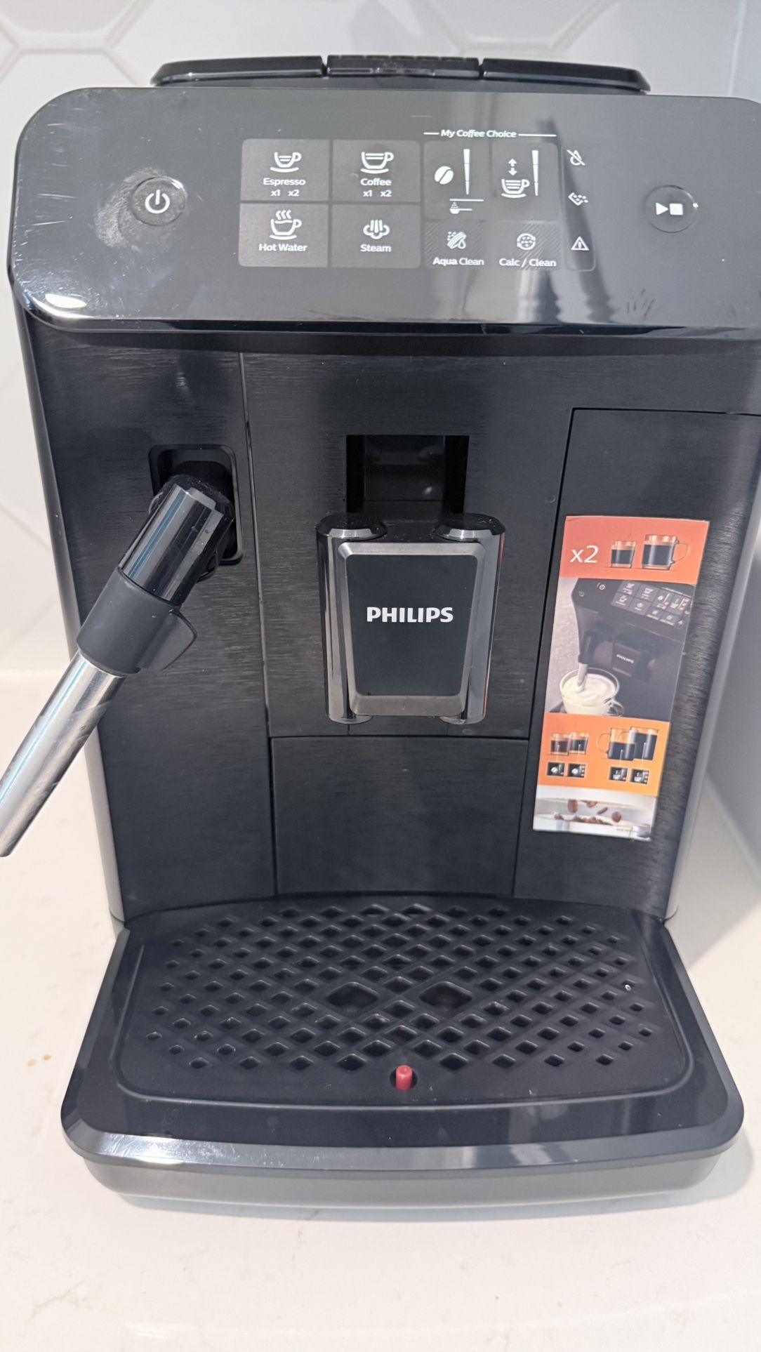 Philips 1200 Fully Automatic Espresso Machine with Milk Frother, Black