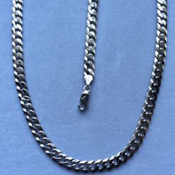 QUALITY!!  2pc 7mm Cuban Style Set- 24” Necklace + 8” Bracelet- Solid Sterling Silver Italy 925 *Pickup Boca Raton